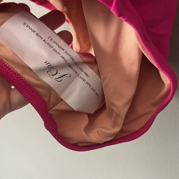 NWT J. CREW One Piece Ruched Swimsuit Beach Hot Pink Preppy Vacation Size 8 12 - Picture 6 of 11